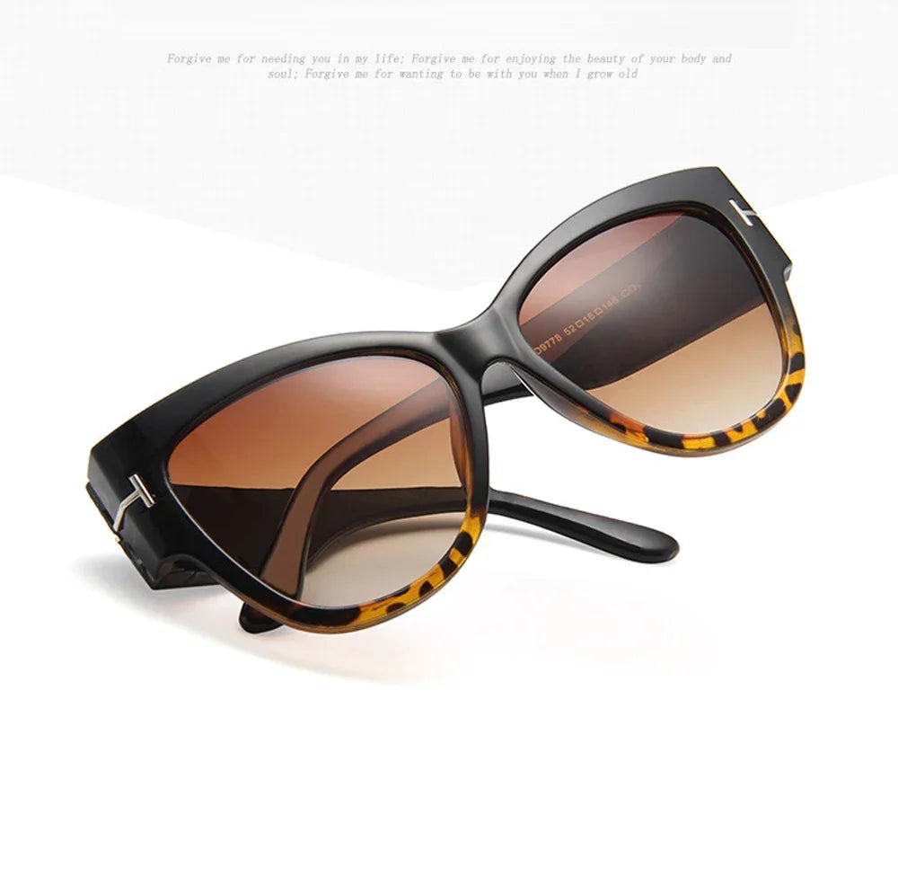 New Brand Sunglasses Women Luxury Designer T Fashion Black Cat Eye Oversized Sunglasses Female Gradient SunGlasses Oculos 2024
