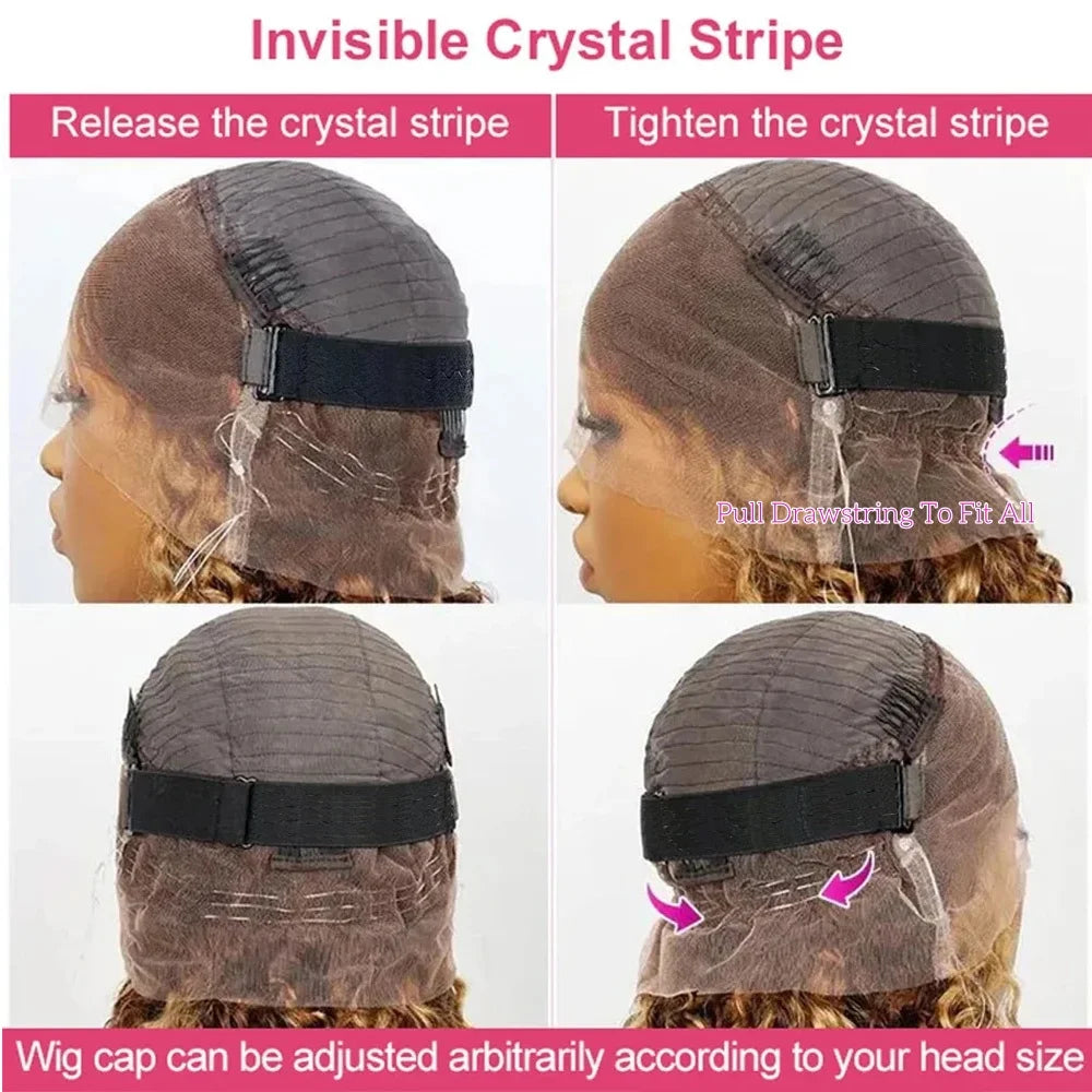 200 Density Invisible Strap Highlight 360 Full Hd Lace Front Wig Honey Blonde Deep Wave Frontal Wig Glueless Wig Human Hair