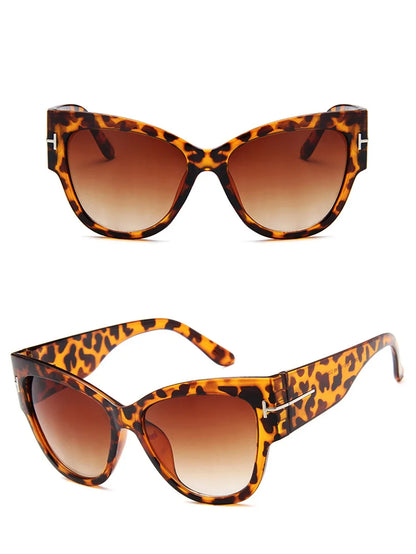 New Brand Sunglasses Women Luxury Designer T Fashion Black Cat Eye Oversized Sunglasses Female Gradient SunGlasses Oculos 2024