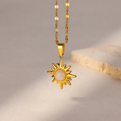 Stainless Steel Geometric Necklace For Women Fashion Sun Sunflower Pendant Clavicle Chain Aesthetic Jewelry Accessories Femme