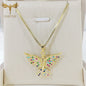 Luxury Graces Colored Phoenix Zircon Copper Pendant Necklaces Stainless Steel Chain High Grade Bird Choker Women's Party Jewelry