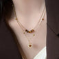 Exaggerated Big Sun Pendant Necklace for Women Trendy Double Layer Snake Bone Chain Necklace Summer Jewelry Accessories