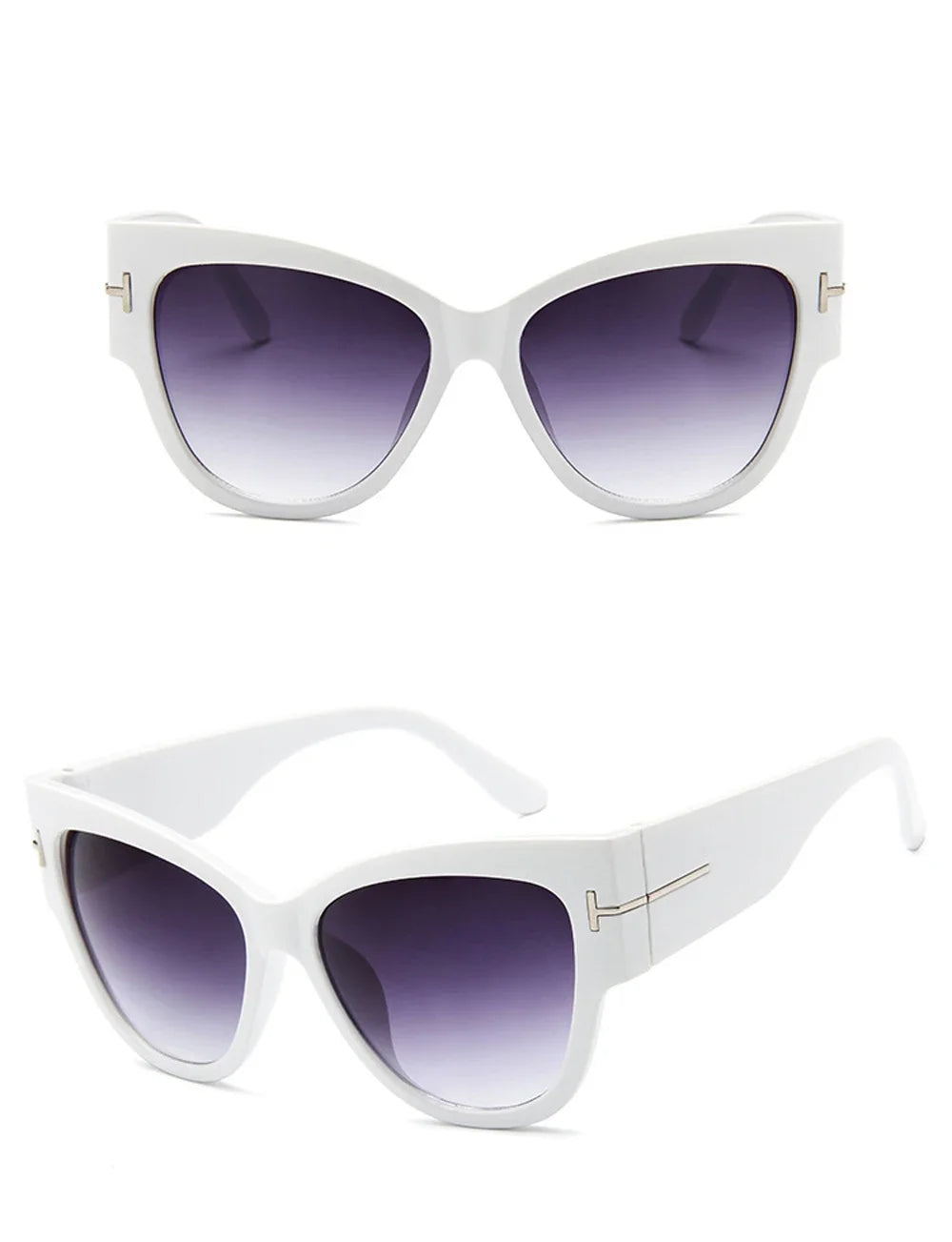 New Brand Sunglasses Women Luxury Designer T Fashion Black Cat Eye Oversized Sunglasses Female Gradient SunGlasses Oculos 2024