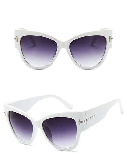 New Brand Sunglasses Women Luxury Designer T Fashion Black Cat Eye Oversized Sunglasses Female Gradient SunGlasses Oculos 2024