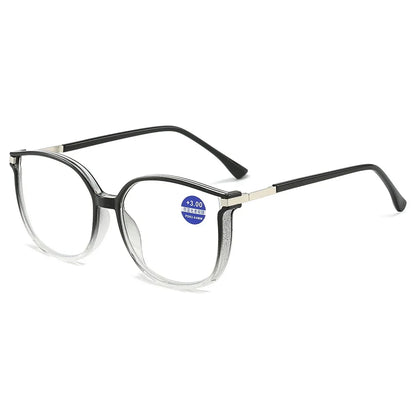 KLASSNUM Women Trendy Large Reading Glasses With Glitter Frame  Magnifing Transparent Glasses Plus Eyewear +1.0+1.5+2.0+2.5+3.0