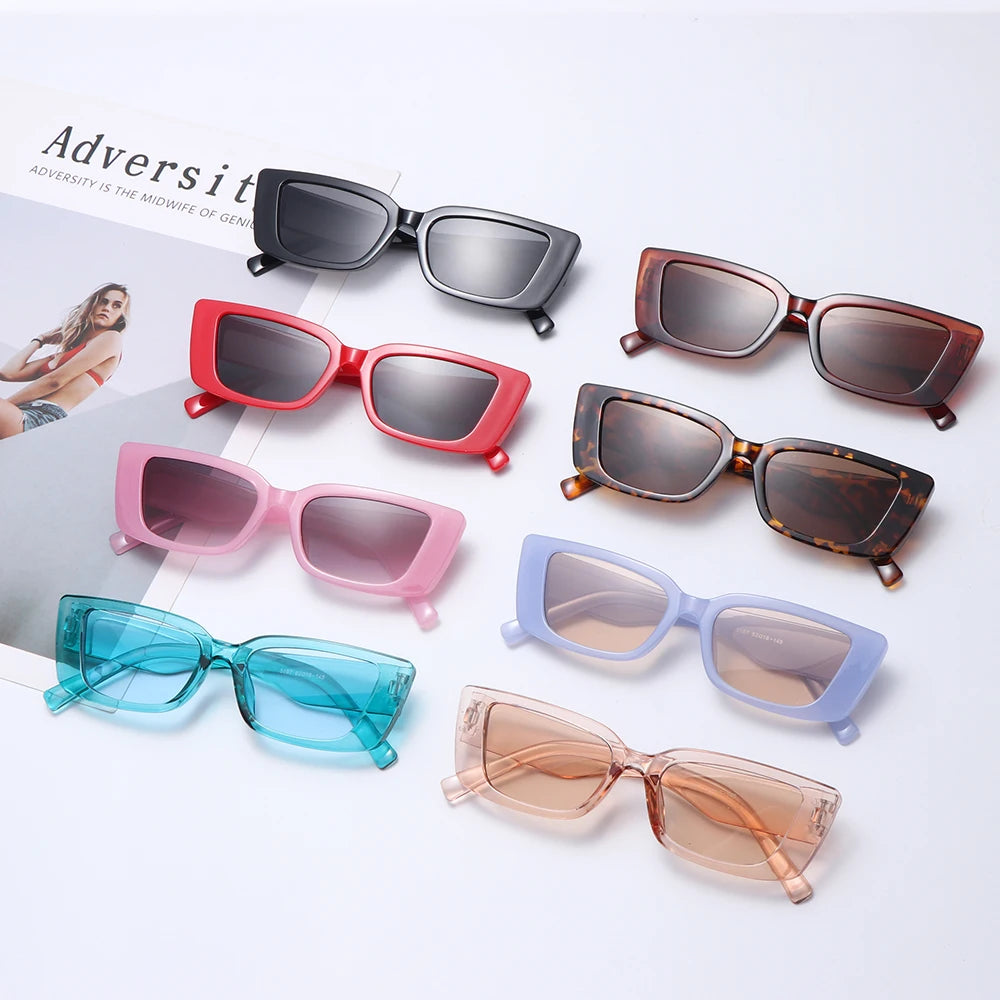 Retro Cat eyt Frame Sunglasses Women 2023 Luxury V Sun Glasses Men Fashion Rectangle Jelly Sunglasses with Metal Hinges UV400