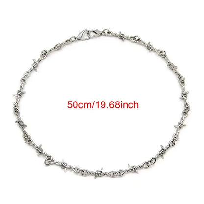 Punk Thorns Chain Necklace for Men Streetwear Barbed Wire Brambles Boys Hip Hop Harajuku Party Halloween Jewelry
