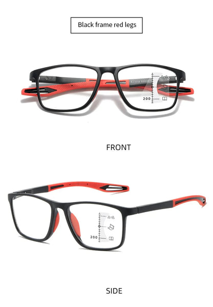 New Trendy TR90 Photochromic Multifocal Reading Glasses 3 in 1 Outdoor Bifocal Sunglasses Sports Anti Blue Near Far Eyeglasses