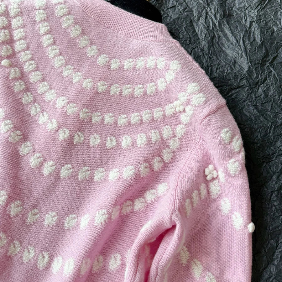 NIGO Women's Chain Embroidery Spring, Autumn And Winter Solid Color Long-Sleeved Round Neck Cashmere Cardigan Ngvp #nigo1844