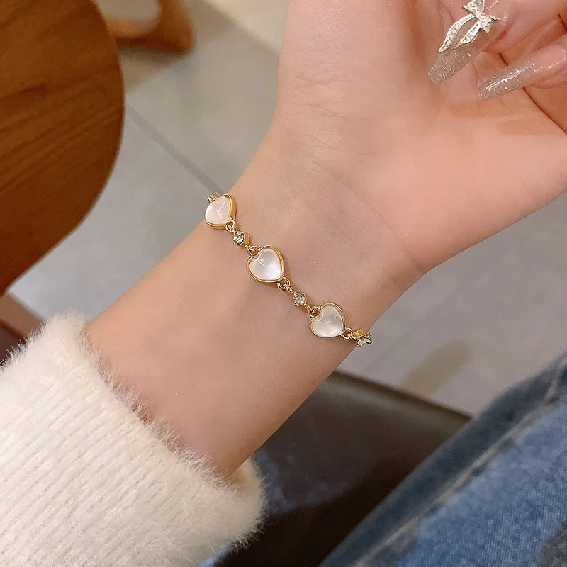 Exquisite Opal Tulip Zircon Bracelet for Women Fashionable Personalized Daily Accessory Party Jewelry Birthday Anniversary Gifts