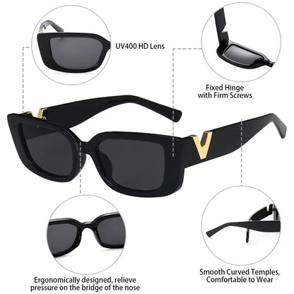 Retro Cat eyt Frame Sunglasses Women 2023 Luxury V Sun Glasses Men Fashion Rectangle Jelly Sunglasses with Metal Hinges UV400