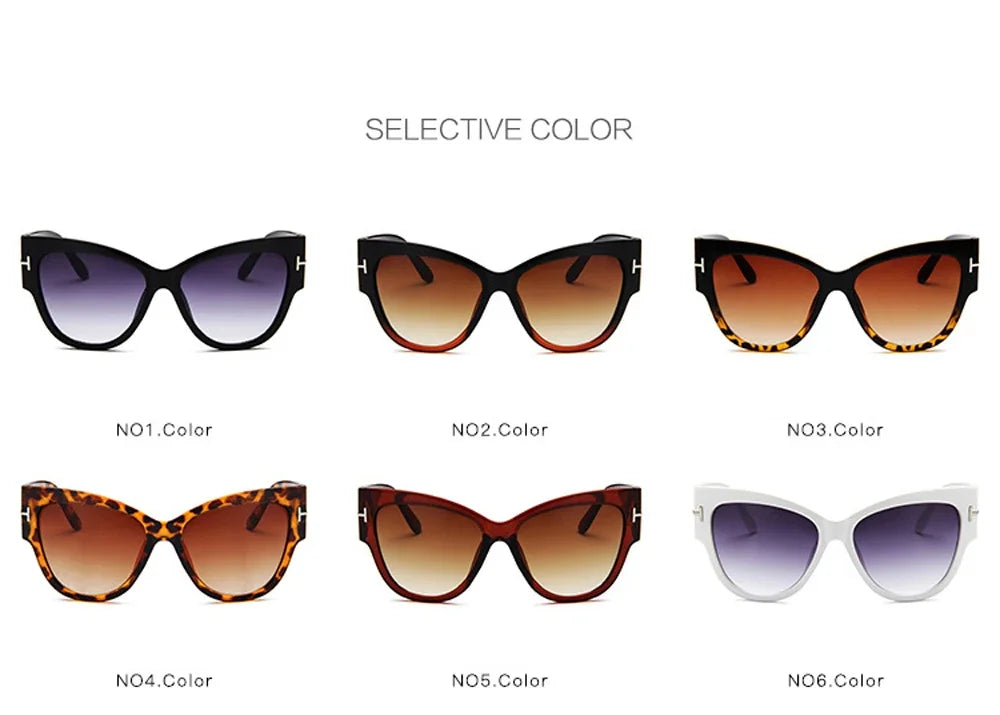 New Brand Sunglasses Women Luxury Designer T Fashion Black Cat Eye Oversized Sunglasses Female Gradient SunGlasses Oculos 2024