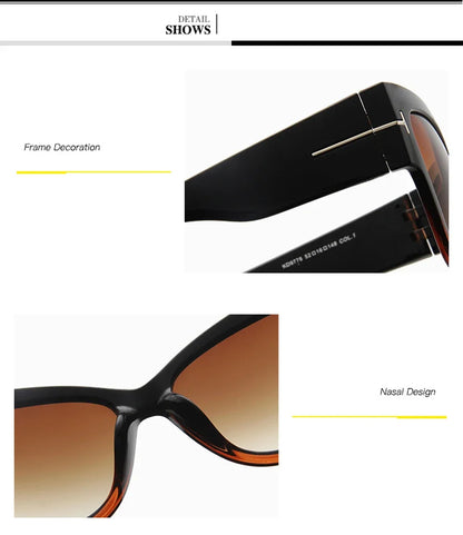New Brand Sunglasses Women Luxury Designer T Fashion Black Cat Eye Oversized Sunglasses Female Gradient SunGlasses Oculos 2024