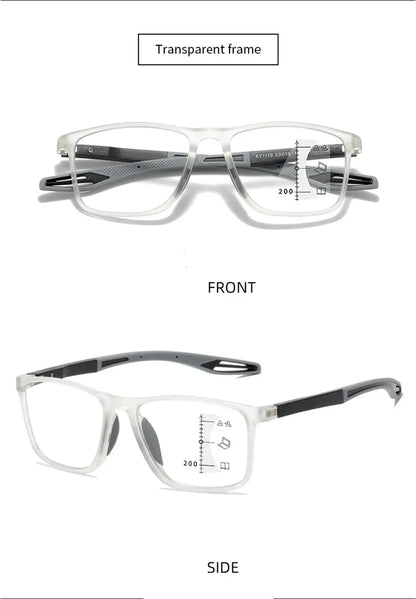 New Trendy TR90 Photochromic Multifocal Reading Glasses 3 in 1 Outdoor Bifocal Sunglasses Sports Anti Blue Near Far Eyeglasses