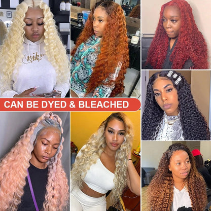 46 44 Inch 13x6 HD Transparent Lace Front Human Hair Wig For Black Women Curly Wig Pre Plucked Deep Wave Water Wave Frontal Wigs