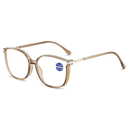 KLASSNUM Women Trendy Large Reading Glasses With Glitter Frame  Magnifing Transparent Glasses Plus Eyewear +1.0+1.5+2.0+2.5+3.0