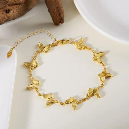 Korean Light Luxury Shiny Zircon Golden Butterfly Bracelet for Women Elegant Bangle Party Banquet Charm Wedding Jewelry Gift
