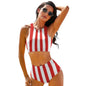 Classic Striped Vintage Bikini Set Horizontal Black Stripes Bikini Swimsuit Sexy High Waist Swimwear Bath Print Feminine Bikinis