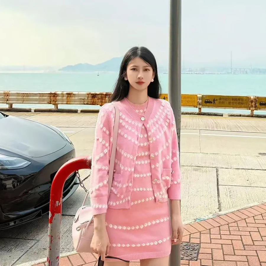 NIGO Women's Chain Embroidery Spring, Autumn And Winter Solid Color Long-Sleeved Round Neck Cashmere Cardigan Ngvp #nigo1844