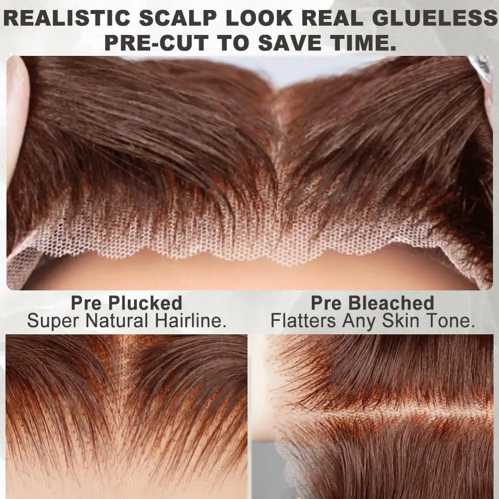 Chocolate Brown Glueless Wigs Human Hair Transparent 13x4 HD Lace Frontal Wig Ready To Wear And Go Body Wave Lace Front Wig