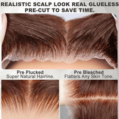 Chocolate Brown Glueless Wigs Human Hair Transparent 13x4 HD Lace Frontal Wig Ready To Wear And Go Body Wave Lace Front Wig