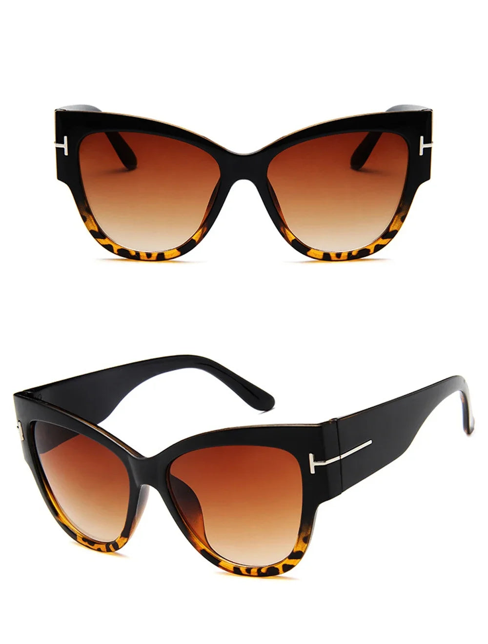 New Brand Sunglasses Women Luxury Designer T Fashion Black Cat Eye Oversized Sunglasses Female Gradient SunGlasses Oculos 2024