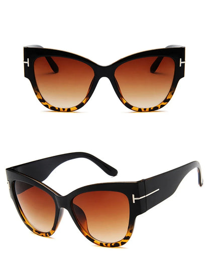 New Brand Sunglasses Women Luxury Designer T Fashion Black Cat Eye Oversized Sunglasses Female Gradient SunGlasses Oculos 2024