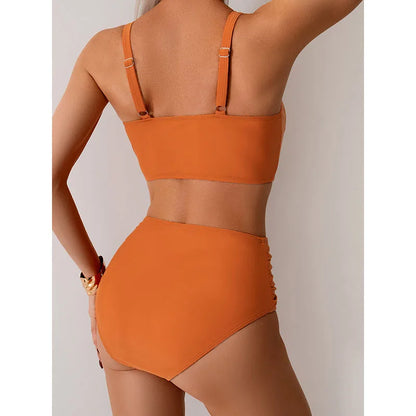 High Waist Sexy Bikini Set Biquini Swimwear Women Two Pieces Swimsuit  Beachwear V-Neck Bathing Suits Female