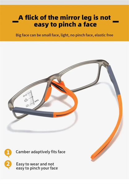 New Trendy TR90 Photochromic Multifocal Reading Glasses 3 in 1 Outdoor Bifocal Sunglasses Sports Anti Blue Near Far Eyeglasses