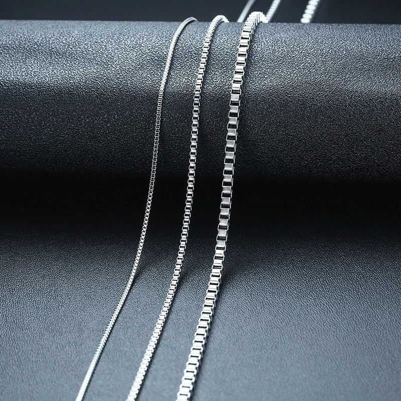 HIYEE Men's Thin Box Chain Necklace,1.5/2/2.5/3MM Stainless Steel Chain Link Collars Gift,Male DIY Jewelry,18 to 24 Inch Parts