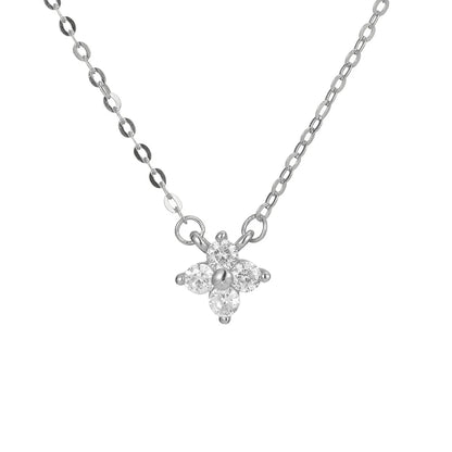 Fashion Tiny Flowers Dainty Necklace Gold Silver Color Stainless Steel Zircon Choker Necklace for Women Pendant Jewelry Gifts