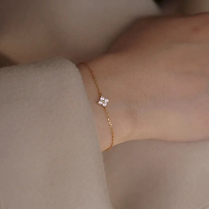 New Stainless Steel Zircon Necklaces for Women 18K Gold Plated Four Leaf Grass Collar Chain Necklace Luxury Jewelry Gift