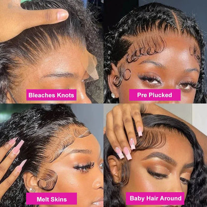 100% Brazilian Curly Lace Front Wig Short Bob Frontal Wigs Deep Water Wave 13X6 Hd Lace Frontal Human Hair Wig For Women Choice