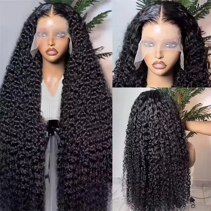46 44 Inch 13x6 HD Transparent Lace Front Human Hair Wig For Black Women Curly Wig Pre Plucked Deep Wave Water Wave Frontal Wigs