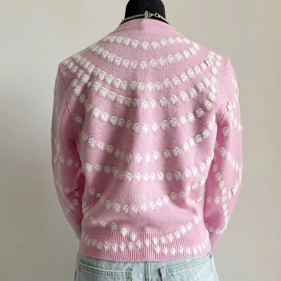 NIGO Women's Chain Embroidery Spring, Autumn And Winter Solid Color Long-Sleeved Round Neck Cashmere Cardigan Ngvp #nigo1844