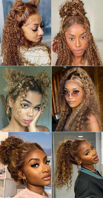 200 Density Invisible Strap Highlight 360 Full Hd Lace Front Wig Honey Blonde Deep Wave Frontal Wig Glueless Wig Human Hair