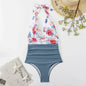Fashion Printed One Piece Swimsuit Women Bathing Suit Sexy Bikinis Swimming Suits Ladies Beachwear Backless Lace Up Swimwear