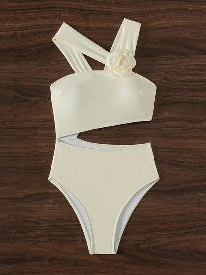 Vigoashely Solid 2025 One-shoulder Swimwear Women Sexy Push UP Hollow One Piece Swimsuit Monokini Summer Beach Lady Bathing Suit