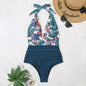 Fashion Printed One Piece Swimsuit Women Bathing Suit Sexy Bikinis Swimming Suits Ladies Beachwear Backless Lace Up Swimwear