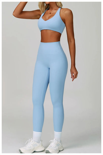 2PCS Yoga Clothing Set Women's High Waisted Leggings 3 Piece Fitness Suit Coat Jacket Exercise Wear Fitness Workout Underwear ﻿