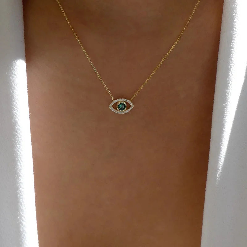 Fashion Zircon Evil Eye Necklaces for Women Chain Turkish Eye Pendant Necklace Girls Party Jewelry Lucky Gift