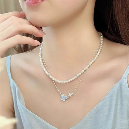 Fashion Silver Color Crystal Butterfly Jewelry Set Adjustable Bracelet Earrings Necklace Ring for Women Handmade New Year Gift