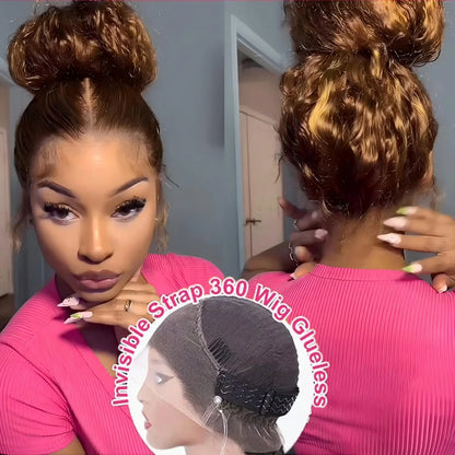 200 Density Invisible Strap Highlight 360 Full Hd Lace Front Wig Honey Blonde Deep Wave Frontal Wig Glueless Wig Human Hair