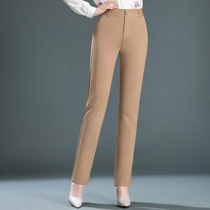 Stretch High Waist Trousers Women's Fashion Casual Pants Black Khaki Navy Blue Slacks Women Pantalones