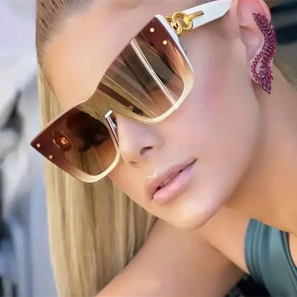 2025 New Fashion Big Frame Cat Eye Sunglasses For Ladies Street Shot Fashionable Sunglasses for Women Driving Shades UV400