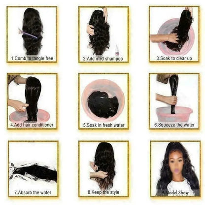 68cm synthetic American and European woman Curly wavy Midsection synthetic Wig Extension Wig Hairpin Forehead Hair