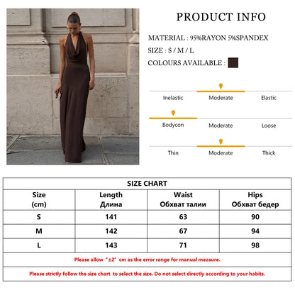 Clacive Sexy Slim Brown Womens Dresses Summer Bodycon Sleeveless Backless Maxi Dress Elegant High Waist Backless Female Dress