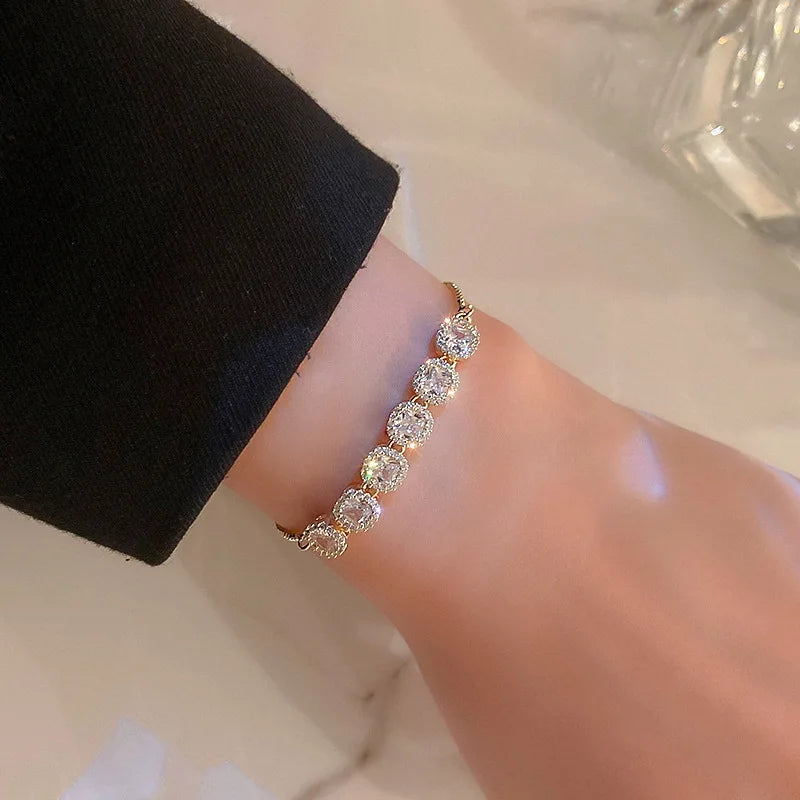 Exquisite Opal Tulip Zircon Bracelet for Women Fashionable Personalized Daily Accessory Party Jewelry Birthday Anniversary Gifts