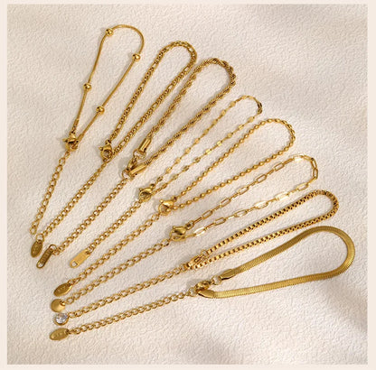 Non Tarnish Stainless Steel Bracelet Stackable for Women, Thin Herribone Chain Bracelet Waterproof Gold Plated Jewelry